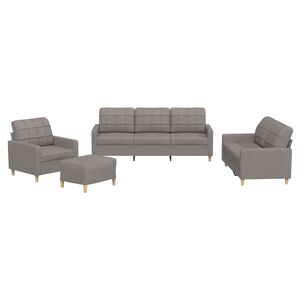 vidaXL Set de canapea cu perne, 4 piese, gri taupe, material textil