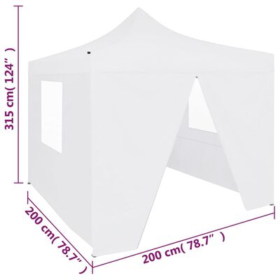 vidaXL Cort de petrecere pliabil cu 4 pereți, alb, 2 x 2 m, oțel
