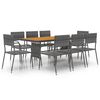 vidaXL Set de mobilier de exterior, 9 piese, gri, poliratan