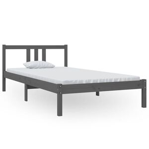 vidaXL Cadru de pat, gri, 100x200 cm, lemn masiv de pin