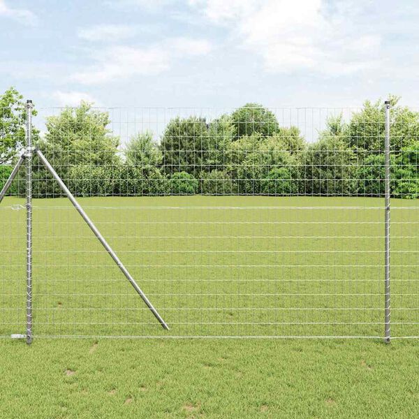 vidaXL Gard Euro Argintiu 1.5 x 10 m Metal zincat prin imersie la cald