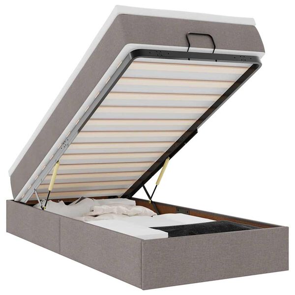 vidaXL Cadru de pat otoman cu saltea Taupe 90x200cm Material