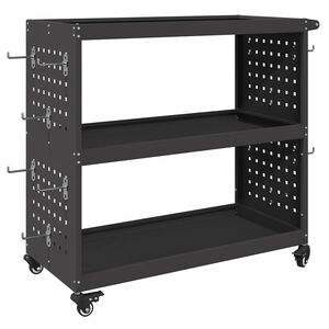 vidaXL Cărucior pentru unelte cu raft cu roata Negru 75 x 35 x 73 cm