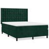 vidaXL Pat box spring cu saltea, verde &icirc;nchis, 140x190 cm, catifea