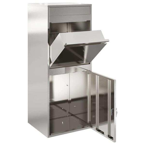 vidaXL Cutie pentru colet Argintiu 47,5 x 38 x 59 cm Oţel inoxidabil