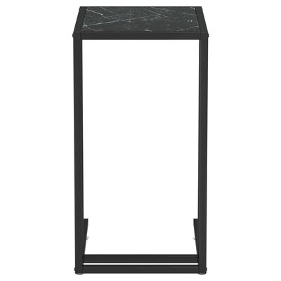 vidaXL Masă laterală de calculator negru marmură 50x35x65 cm sticlă