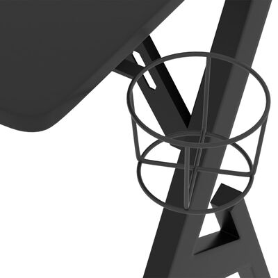 vidaXL Birou de gaming cu picioare în formă de Y, negru, 90x60x75 cm