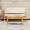 vidaXL Set bistro cu pernă 2 pcs Ulei Natural Lemn Solid de Acacia