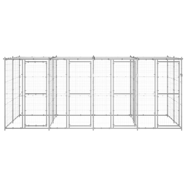 vidaXL Padoc c&acirc;ini de exterior cu acoperiș, 9,68 m&sup2;, oțel galvanizat