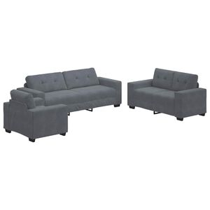 vidaXL Set de canapea 3 pcs Gri &icirc;nchis 221 x 80 x 80 cm Catifea