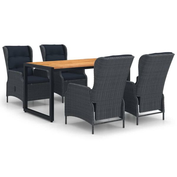 vidaXL Set mobilier de grădină, 5 piese, gri &icirc;nchis