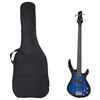 vidaXL Chitara bass electrică &icirc;ncepători, husă, albastru/negru 4/4 46"