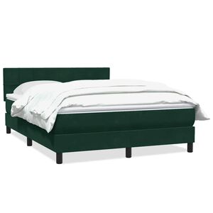 vidaXL Pat box spring cu saltea, verde &icirc;nchis, 160x220 cm, catifea