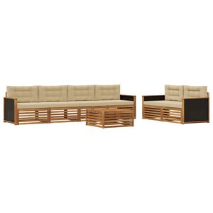 vidaXL Set de canapele de exterior 7 pcs Natural și Bej Poliester
