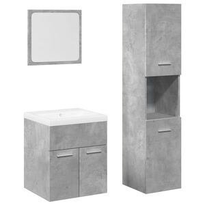 vidaXL Set mobilier de baie, 4 piese, gri beton, lemn compozit