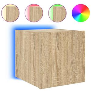 vidaXL Comodă TV de perete cu lumini LED, stejar sonoma, 30,5x35x30 cm