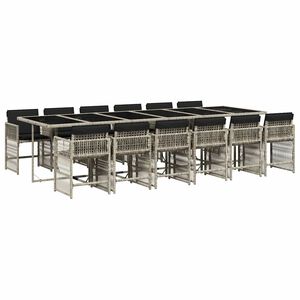 vidaXL Set mobilier de grădină cu perne 13 piese gri deschis poliratan