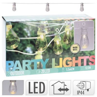 ProGarden Set de iluminat pentru petreceri cu LED, 20 lămpi, 12 V