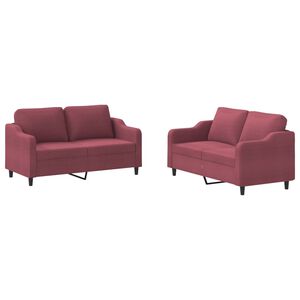 vidaXL Set canapea cu perne, 2 piese, roșu vin, material textil