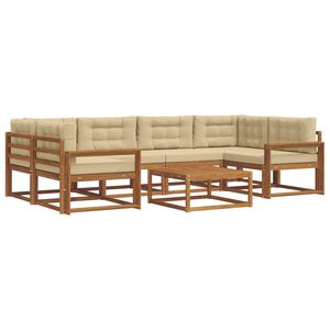 vidaXL Set de canapele de exterior cu pernă 7 pcs Natural și Bej