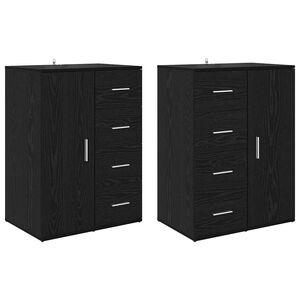 vidaXL Bufeturi cu sertar Corona 2 pcs Stejar Negru 59 x 39 x 80 cm