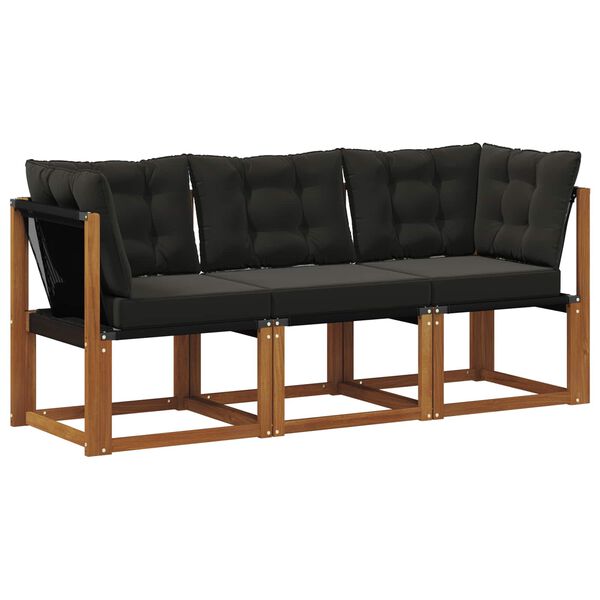 vidaXL Canapea de exterior din mijloc și colț 3 Bucată natural