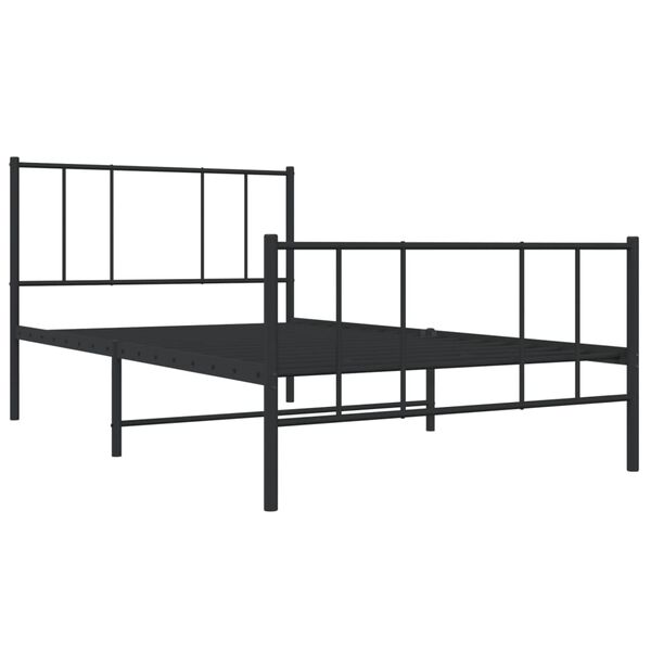 vidaXL Cadru pat metalic cu tăblii de cap/picioare, negru, 107x203 cm