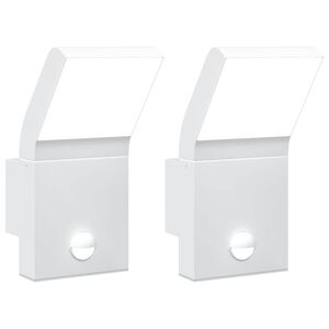 vidaXL Lămpi exterioare de perete LED/senzor 2 buc alb aluminiu turnat