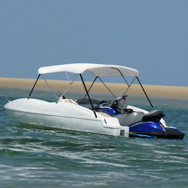 vidaXL Parasolar barcă Bimini cu 3 arcuri, alb, 183x140x137 cm