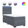 vidaXL Pat box spring cu saltea, gri &icirc;nchis, 90x190 cm, catifea