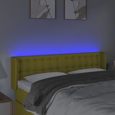 vidaXL Tăblie de pat cu LED, verde, 147x16x78/88 cm, textil