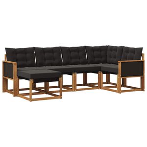vidaXL Set de canapele de exterior cu pernă 6 pcs Natural și Negru