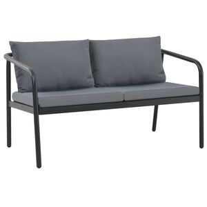 vidaXL Canapea de grădină cu 2 locuri, cu perne, gri, aluminiu