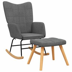 vidaXL Scaun balansoar cu taburet, gri &icirc;nchis, textil