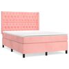 vidaXL Pat box spring cu saltea, roz, 140x190 cm, catifea