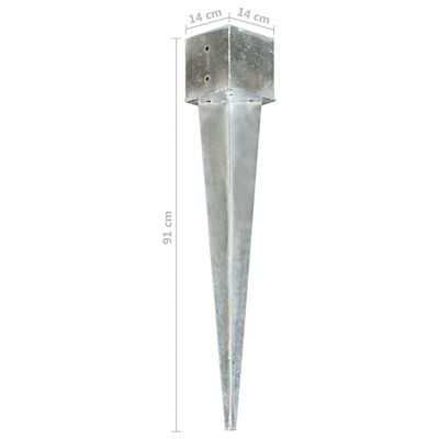 vidaXL Țăruși de sol, 6 buc., argintiu, 14x14x91 cm, oțel galvanizat