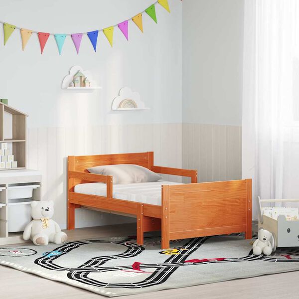 vidaXL Cadru de pat cu saltea Maro 80 x 200 cm Lemn de pin masiv