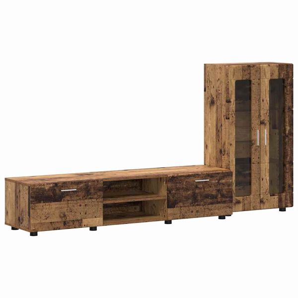 vidaXL Set comodă TV cu sertar cu raft FLORIN Lemn vechi Lemn compozit