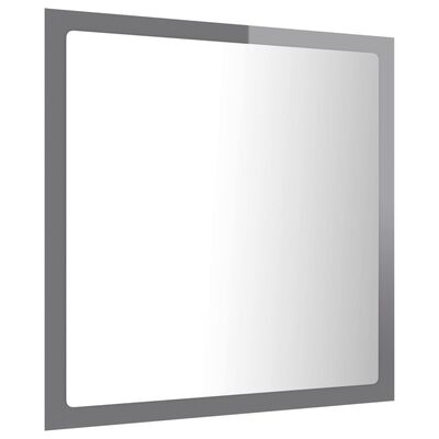 vidaXL Oglindă de baie cu LED, gri extralucios, 40x8,5x37 cm, acril