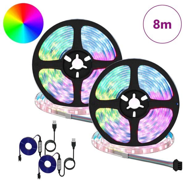 vidaXL Bandă LED 2 pcs Negru și transparent 4000 mm Cupru și Plastic