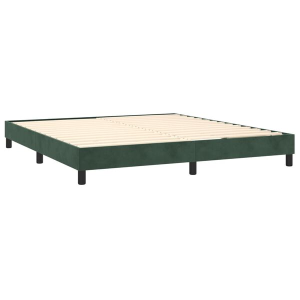 vidaXL Pat box spring cu saltea, verde &icirc;nchis, 180x200 cm, catifea