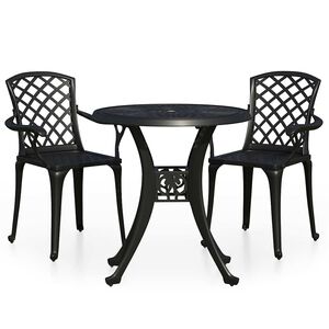 vidaXL Set mobilier bistro, 3 piese, negru, aluminiu turnat