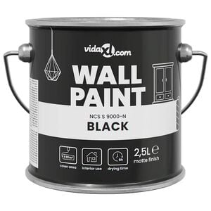 vidaXL Vopsea de perete Negru 2,5 L Print pe perete