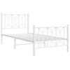 vidaXL Cadru de pat metalic cu tăblie de cap/picioare, alb, 90x190 cm