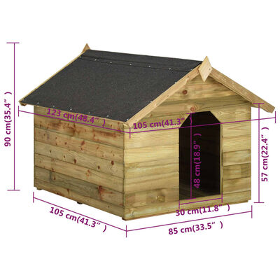 vidaXL Cușcă câine de grădină, acoperiș detașabil, lemn de pin tratat