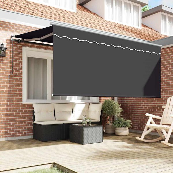 vidaXL Cortina Retractabilă Dungi Antracit 300 x 200 cm țesătură