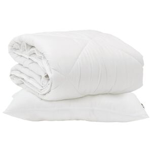vidaXL Duvet pentru Toate Sezoanele cu pernă 2 pcs Alb Microfibră