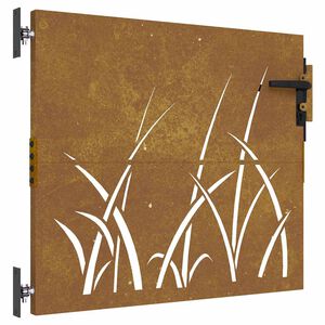 vidaXL Poartă de grădină 85x75 cm, oțel corten, design cu iarbă