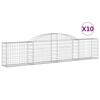 vidaXL Coșuri gabion arcuite, 10 buc., 300x30x60/80cm, fier galvanizat