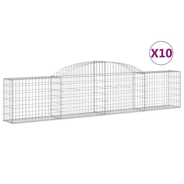 vidaXL Coșuri gabion arcuite, 10 buc., 300x30x60/80cm, fier galvanizat